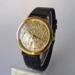 Hodinky s pozlaceným ciferníkem Aztécký kalendář